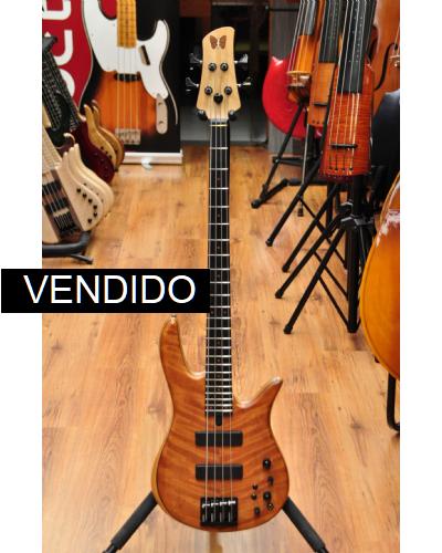 Fodera Monarch Std Special Doctorbass Edition Ebony Board 4 string-Oak Neck-Figured Redwood top